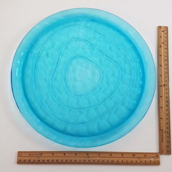 Turquoise Glass Tray 13 Inch Decorative Serving Plate for Cheese Charcuterie - Picture 5 of 9